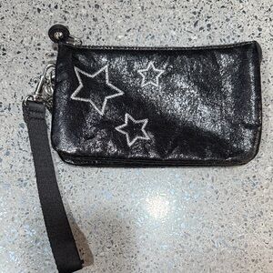 Shimmering Black Wristlet with stars and Heart Charm